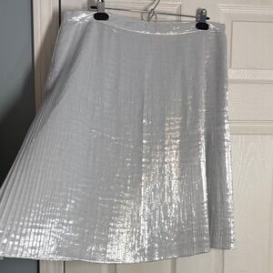 NWT Talbots Silver Metallic Pleated A-Line Skirt